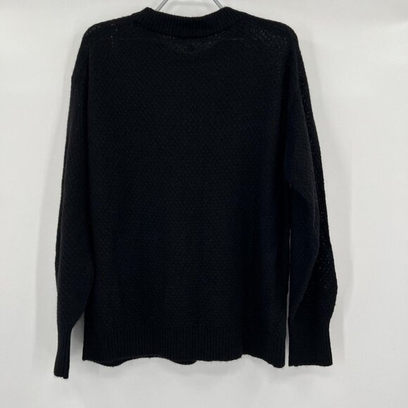 Quince Women's Black Baby Alpaca-Merino Wool Diamond Stitch Crew Neck Sweater S - Picture 4 of 5